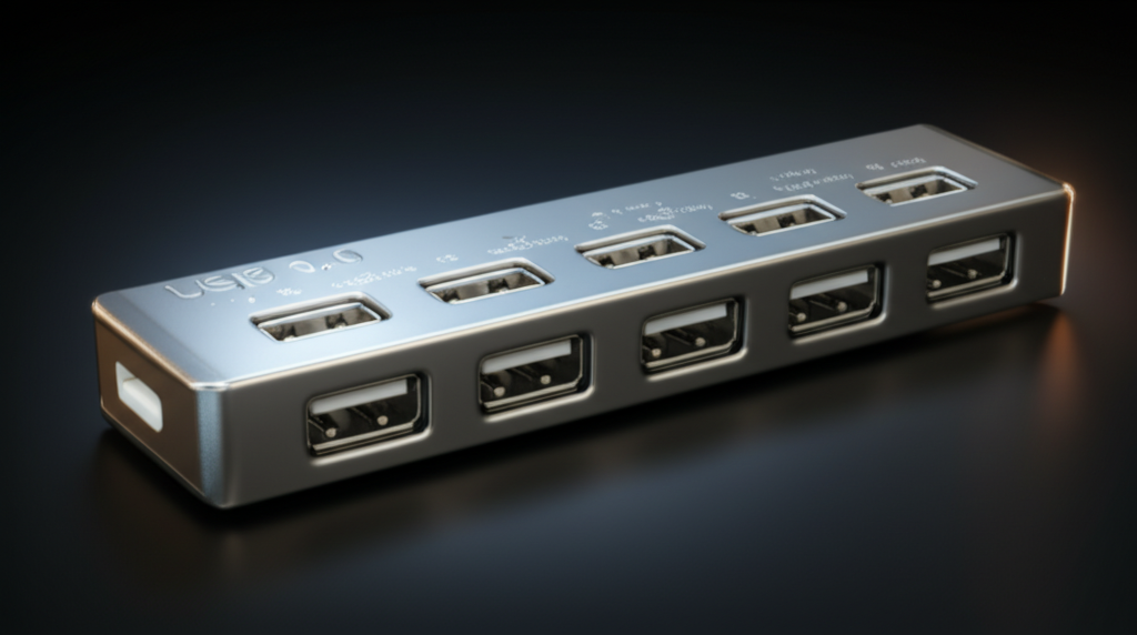 USB 3.0 Hub - 7 Port Powered with Individual Switches - detail close-up photo