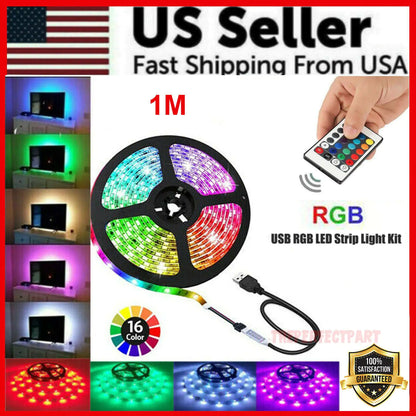RGB LED Strip Lights - USB TV Backlight with Remote - close-up | Tech Advancements