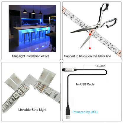 RGB LED Strip Lights - USB TV Backlight with Remote - close-up | Tech Advancements
