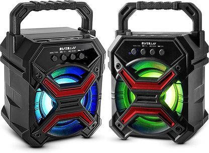 Portable Wireless Bluetooth Speaker with TWS - Rechargeable, LED Lights & Stereo Sound - close-up | Tech Advancements