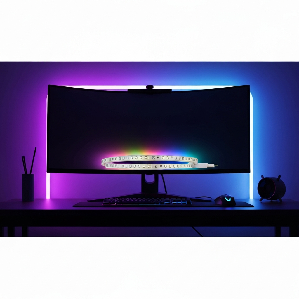RGB LED Strip Lights - USB TV Backlight with Remote - close-up | Tech Advancements