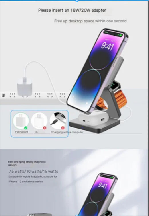 Foldable 3-in-1 Wireless Charging Dock | ZAYNE - in use | Tech Advancements