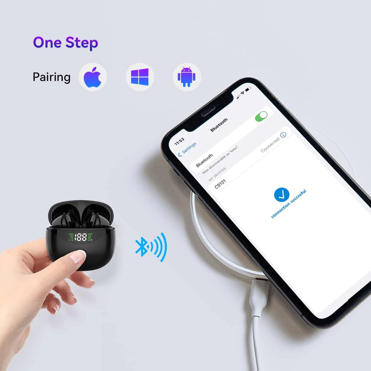 Wireless Bluetooth 5.3 Earbuds - Noise Cancelling TWS - close-up | Tech Advancements