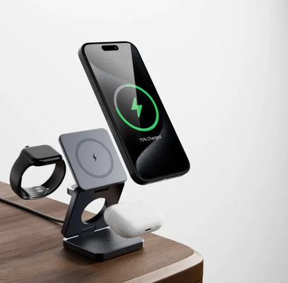 Foldable 3-in-1 Wireless Charging Dock | ZAYNE - close-up | Tech Advancements