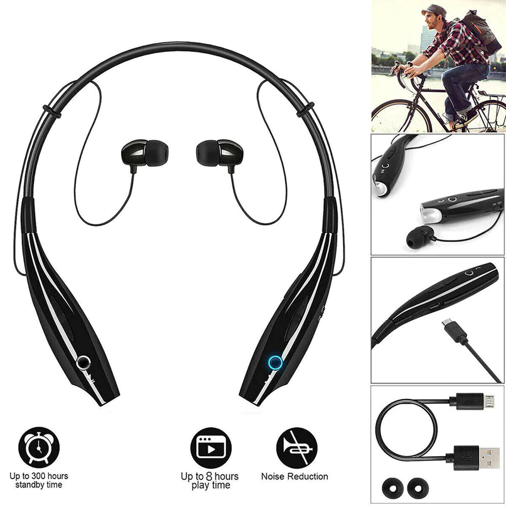 Bluetooth Neckband Wireless Headphones - Stereo Earbuds with Mic for Sports & Calls - close-up | Tech Advancements
