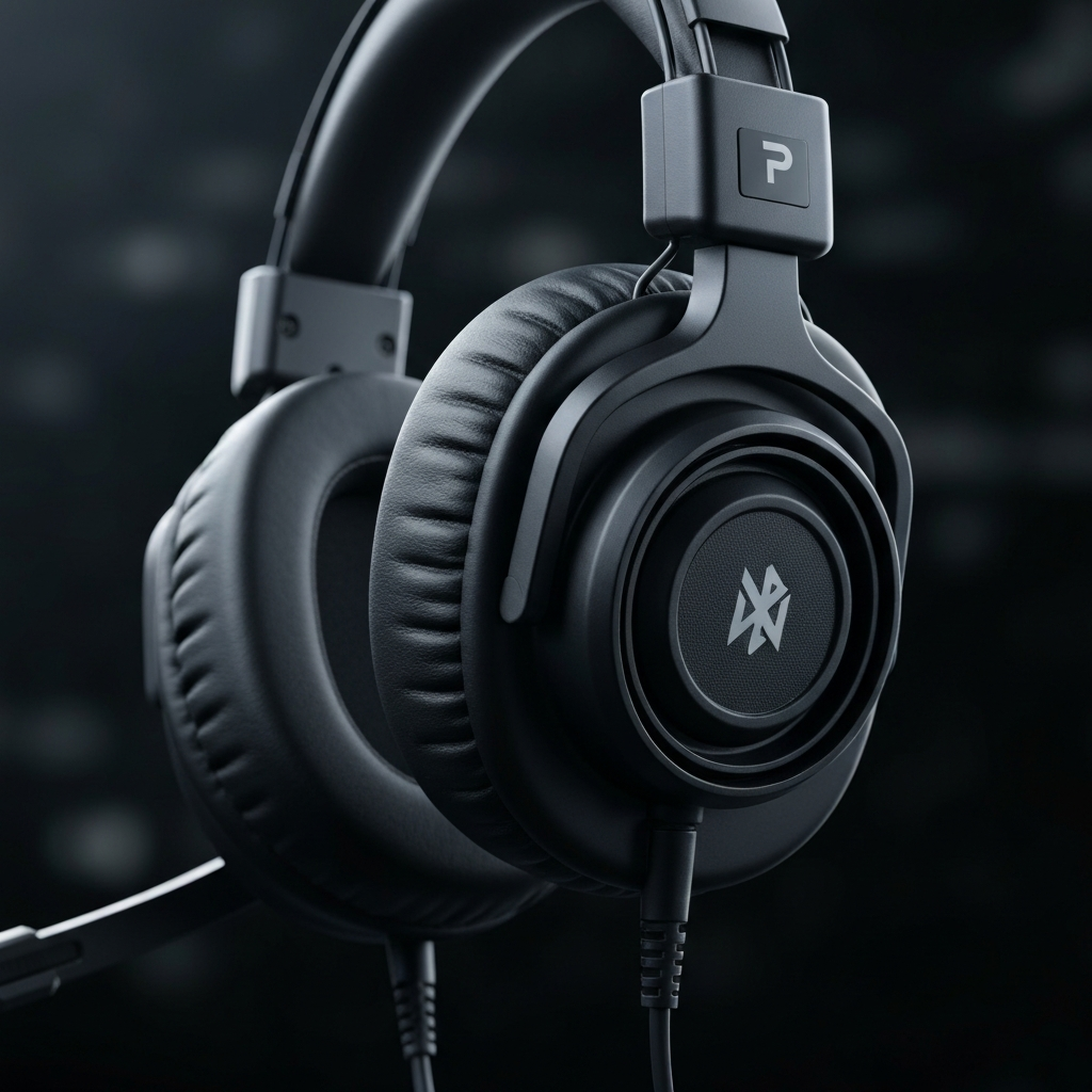 Foldable Bluetooth Gaming Headset - Wireless with Noise-Cancelling Mic - detail close-up photo