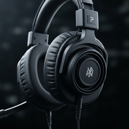 Foldable Bluetooth Gaming Headset - Wireless with Noise-Cancelling Mic - detail close-up photo
