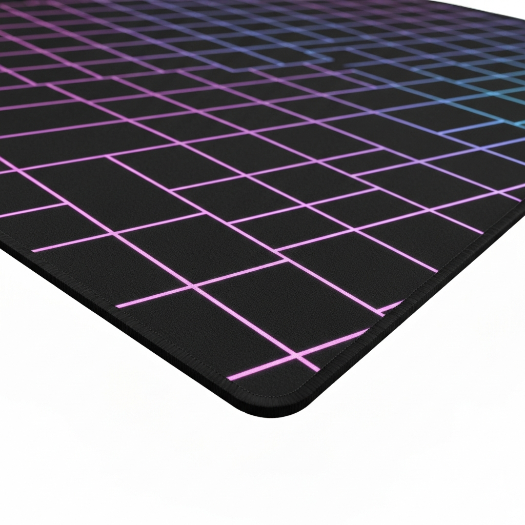 Extended Gaming Desk Mat — "Neon Grid" Retro Pattern (31.5×15.7″) - detail close-up photo