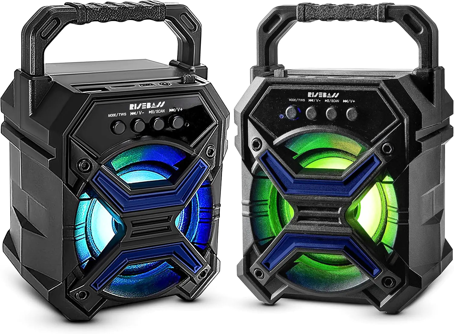 Portable Wireless Bluetooth Speaker with TWS - Rechargeable, LED Lights & Stereo Sound - close-up | Tech Advancements