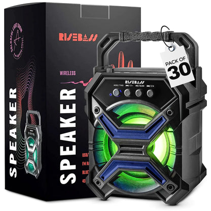 Portable Wireless Bluetooth Speaker with TWS - Rechargeable, LED Lights & Stereo Sound - side view | Tech Advancements
