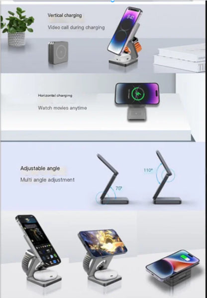 Foldable 3-in-1 Wireless Charging Dock | ZAYNE - close-up | Tech Advancements