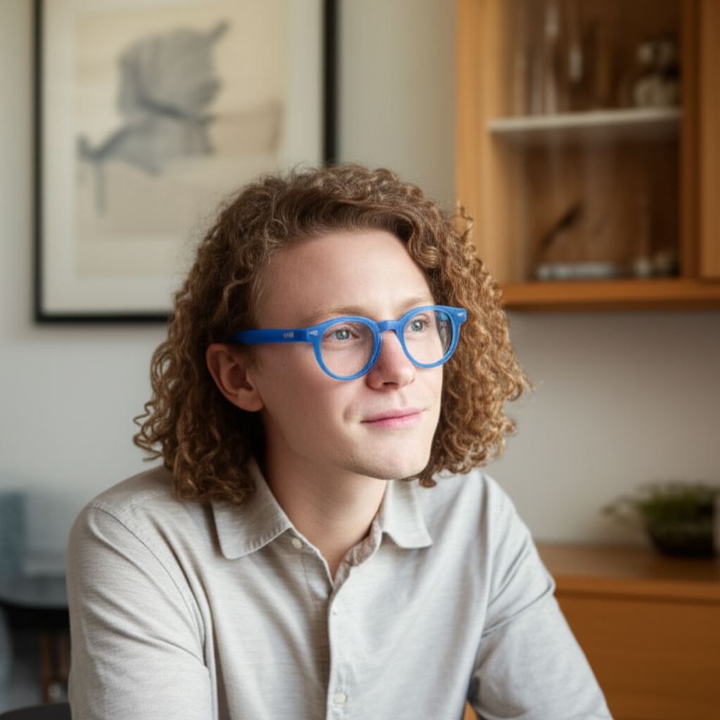 Screen Time Without the Strain — Polygon Blue Light Glasses - lifestyle product photo
