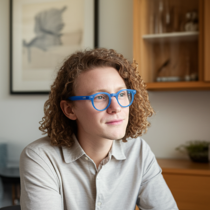 Screen Time Without the Strain — Polygon Blue Light Glasses - lifestyle product photo