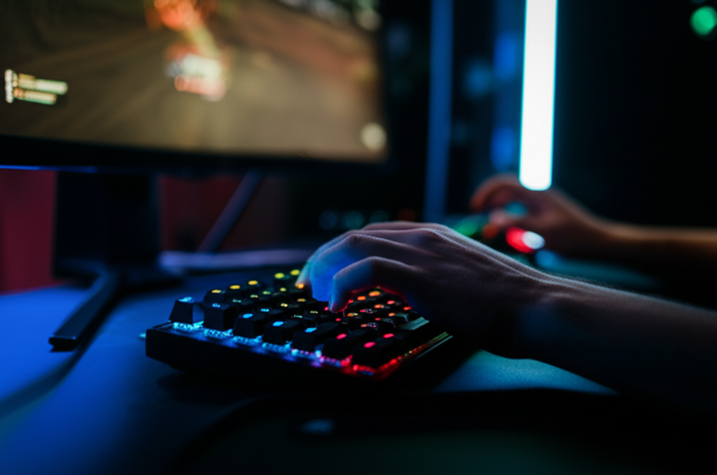 RGB Mechanical Gaming Keyboard - 87 Keys with Blue Switches - lifestyle product photo