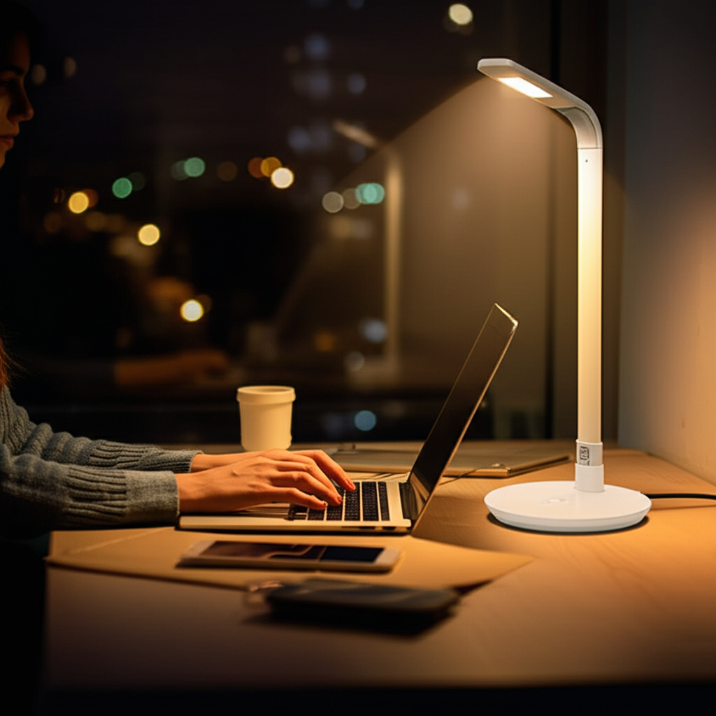 USB Rechargeable LED Desk Lamp with 3 Color Modes - lifestyle product photo