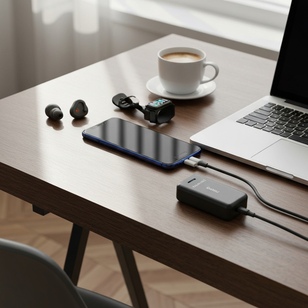 65W GaN USB-C Fast Charger - Dual Port Compact Wall Adapter - lifestyle product photo