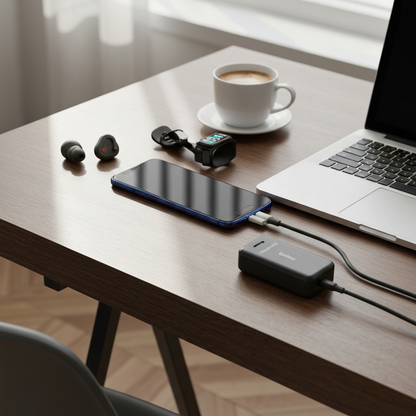 65W GaN USB-C Fast Charger - Dual Port Compact Wall Adapter - lifestyle product photo