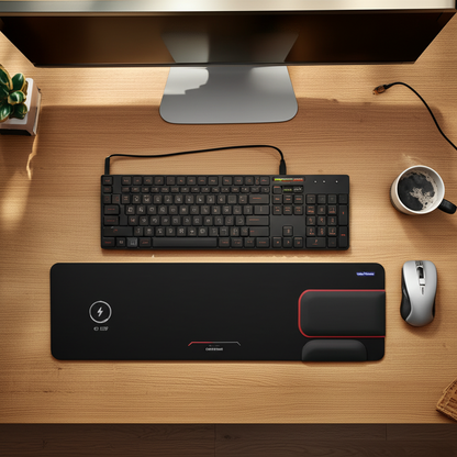 Wireless Charging Mouse Pad - Qi 15W with Wrist Rest - Tech Advance - lifestyle product photo