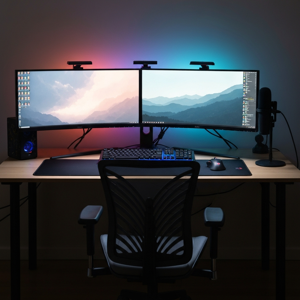 Extended Gaming Desk Mat — "Dark Circuit Board" Pattern (31.5×15.7″) - lifestyle product photo