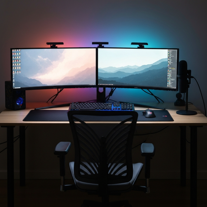 Extended Gaming Desk Mat — "Dark Circuit Board" Pattern (31.5×15.7″) - lifestyle product photo
