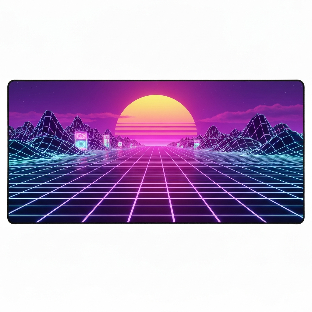 Extended Gaming Desk Mat — "Neon Grid" Retro Pattern (31.5×15.7″)