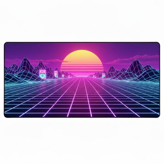 Extended Gaming Desk Mat — "Neon Grid" Retro Pattern (31.5×15.7″)