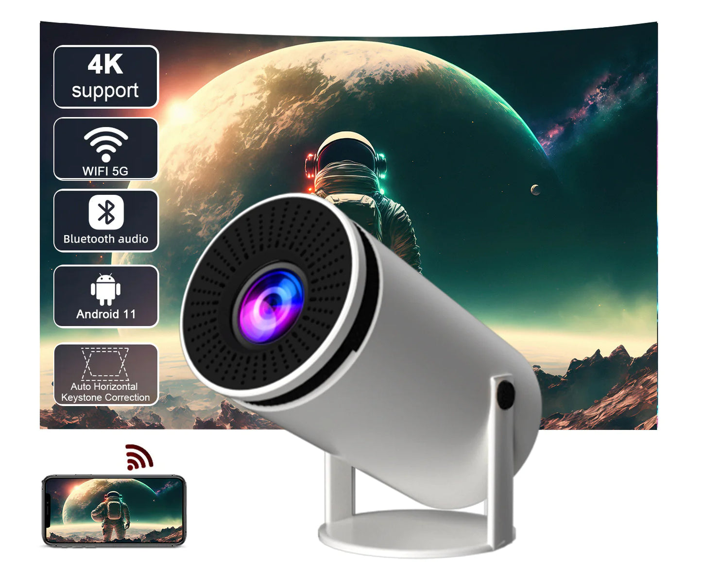BarrelSmart HD Home Projector - Portable Cinematic Experience - close-up | Tech Advancements