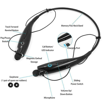 Bluetooth Neckband Wireless Headphones - Stereo Earbuds with Mic for Sports & Calls - close-up | Tech Advancements